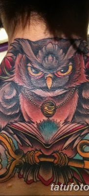 фото тату сова с ключом от 18.10.2017 №038 — owl tattoo with key — tatufoto.com