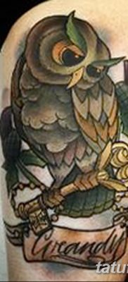 фото тату сова с ключом от 18.10.2017 №040 — owl tattoo with key — tatufoto.com