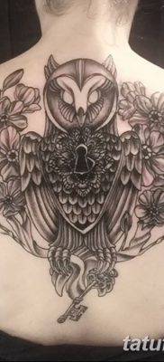 фото тату сова с ключом от 18.10.2017 №044 — owl tattoo with key — tatufoto.com