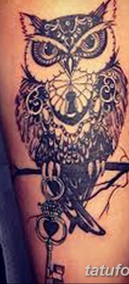 фото тату сова с ключом от 18.10.2017 №046 — owl tattoo with key — tatufoto.com