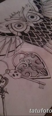 фото тату сова с ключом от 18.10.2017 №052 — owl tattoo with key — tatufoto.com