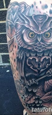 фото тату сова с ключом от 18.10.2017 №057 — owl tattoo with key — tatufoto.com