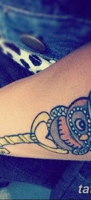 фото тату сова с ключом от 18.10.2017 №058 — owl tattoo with key — tatufoto.com