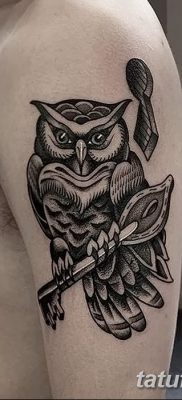 фото тату сова с ключом от 18.10.2017 №059 — owl tattoo with key — tatufoto.com