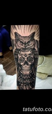 фото тату сова с черепом от 23.10.2017 №013 — tattoo owl with a skull — tatufoto.com
