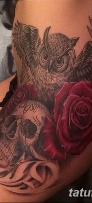 фото тату сова с черепом от 23.10.2017 №016 — tattoo owl with a skull — tatufoto.com