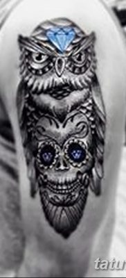 фото тату сова с черепом от 23.10.2017 №019 — tattoo owl with a skull — tatufoto.com
