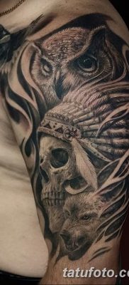 фото тату сова с черепом от 23.10.2017 №026 — tattoo owl with a skull — tatufoto.com
