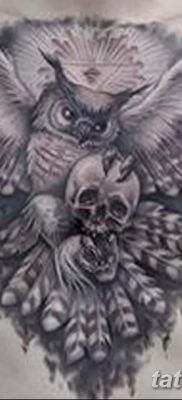фото тату сова с черепом от 23.10.2017 №033 — tattoo owl with a skull — tatufoto.com