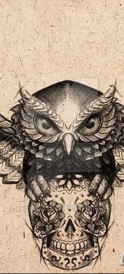 фото тату сова с черепом от 23.10.2017 №037 — tattoo owl with a skull — tatufoto.com