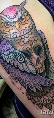 фото тату сова с черепом от 23.10.2017 №038 — tattoo owl with a skull — tatufoto.com