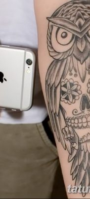 фото тату сова с черепом от 23.10.2017 №039 — tattoo owl with a skull — tatufoto.com