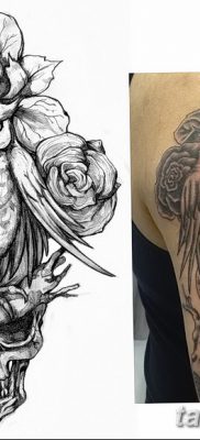 фото тату сова с черепом от 23.10.2017 №045 — tattoo owl with a skull — tatufoto.com