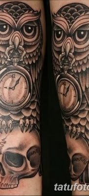 фото тату сова с черепом от 23.10.2017 №048 — tattoo owl with a skull — tatufoto.com