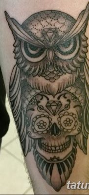 фото тату сова с черепом от 23.10.2017 №055 — tattoo owl with a skull — tatufoto.com