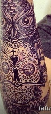 фото тату сова с черепом от 23.10.2017 №062 — tattoo owl with a skull — tatufoto.com
