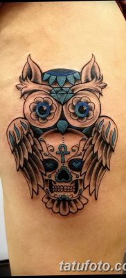 фото тату сова с черепом от 23.10.2017 №070 — tattoo owl with a skull — tatufoto.com