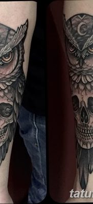фото тату сова с черепом от 23.10.2017 №077 — tattoo owl with a skull — tatufoto.com