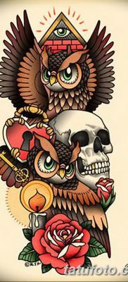 фото тату сова с черепом от 23.10.2017 №080 — tattoo owl with a skull — tatufoto.com