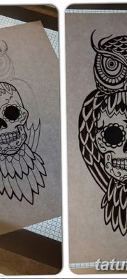 фото тату сова с черепом от 23.10.2017 №085 — tattoo owl with a skull — tatufoto.com