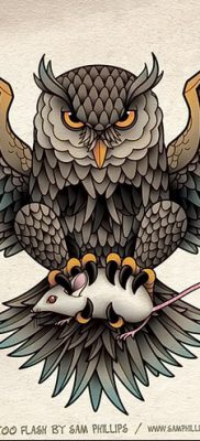 фото тату сова с черепом от 23.10.2017 №086 — tattoo owl with a skull — tatufoto.com