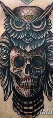 фото тату сова с черепом от 23.10.2017 №095 — tattoo owl with a skull — tatufoto.com