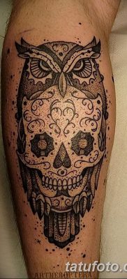 фото тату сова с черепом от 23.10.2017 №099 — tattoo owl with a skull — tatufoto.com