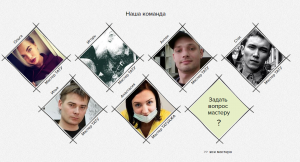 Фотография команды мастеров тату, каждый из которых представлен в отдельном кадре с именем и подписью 'Мастер TАТУ'.