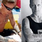 Фотография Михаила Горшенёва с татуировкой в японском стиле на плече и иероглифами на предплечье, демонстрирующая его любовь к восточной культуре.