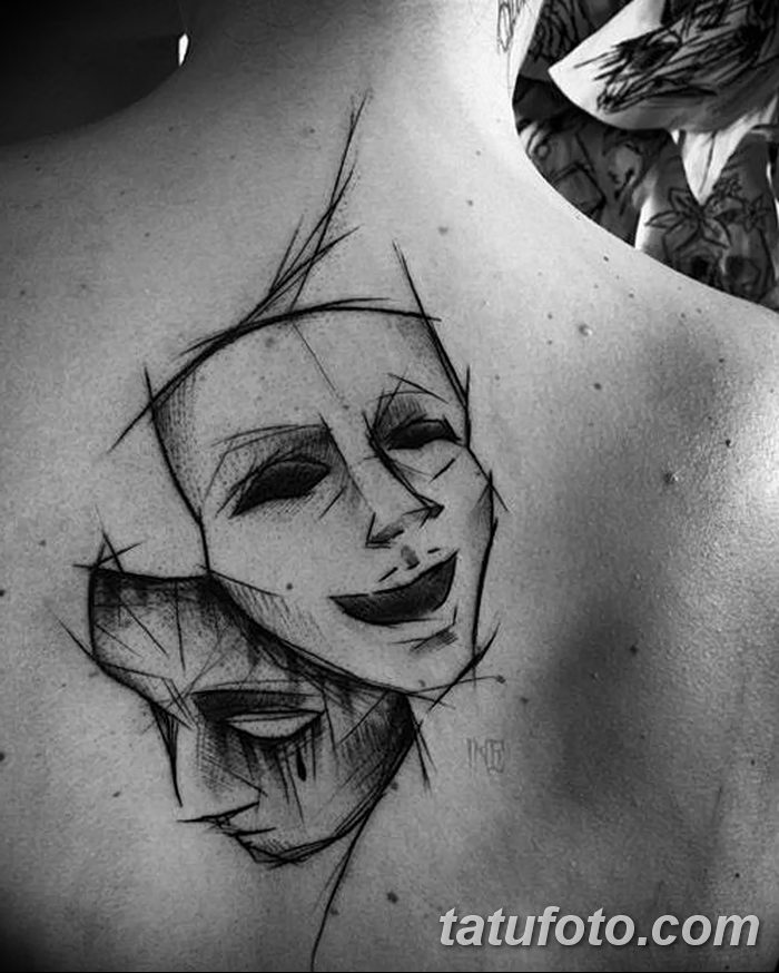 фото тату две маски от 21.12.2017 №005 - tattoo two masks - tatufoto.com