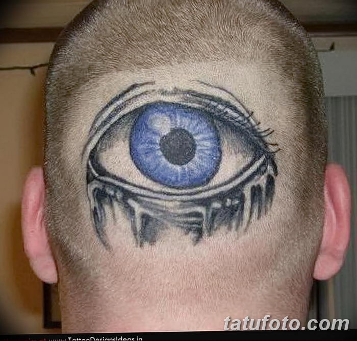 Татуировки мужские на затылке глаза.