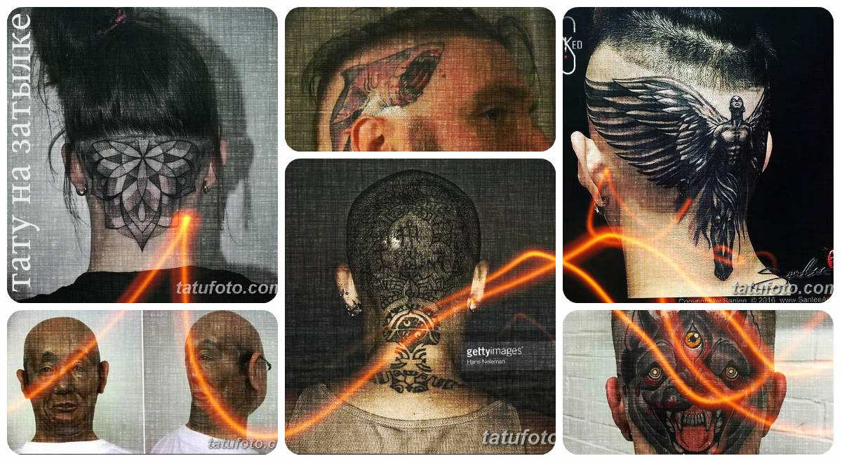тату на затылке - фото примеры готовых рисунков татуировки