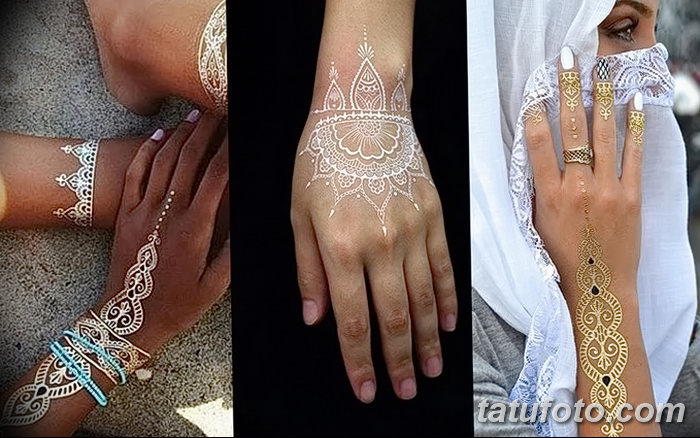 фото Белое мехенди от 13.01.2018 №001 - White mehendi - tatufoto.com