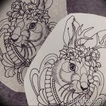 фото Эскизы тату кролик от 09.01.2018 №014 - Sketches of a rabbit tattoo - tatufoto.com