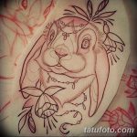 фото Эскизы тату кролик от 09.01.2018 №023 - Sketches of a rabbit tattoo - tatufoto.com