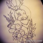 фото Эскизы тату кролик от 09.01.2018 №045 - Sketches of a rabbit tattoo - tatufoto.com