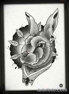 фото Эскизы тату кролик от 09.01.2018 №064 - Sketches of a rabbit tattoo - tatufoto.com