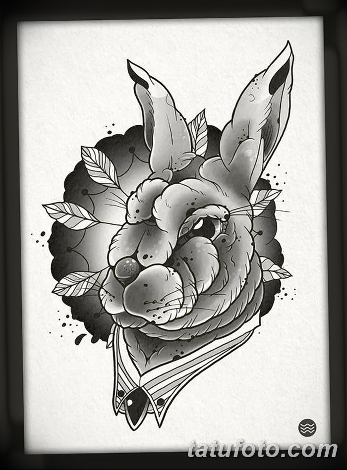 фото Эскизы тату кролик от 09.01.2018 №064 - Sketches of a rabbit tattoo - tatufoto.com