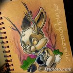 фото Эскизы тату кролик от 09.01.2018 №065 - Sketches of a rabbit tattoo - tatufoto.com