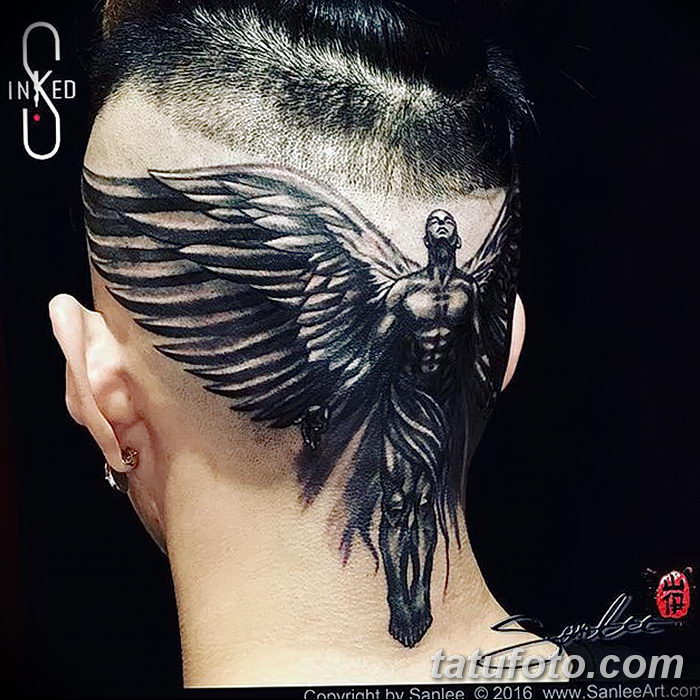 фото тату на затылке от 08.01.2018 №019 - tattoo on the back of the head - tatufoto.com