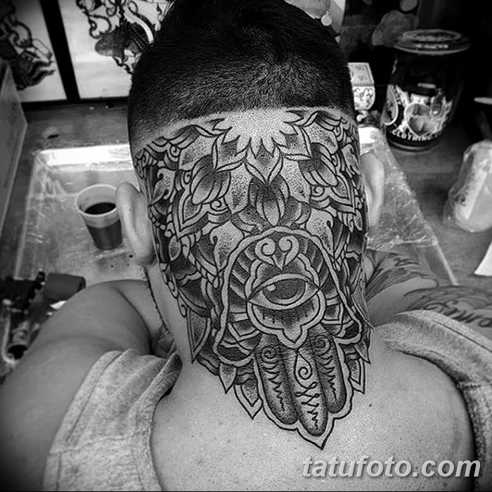 фото тату на затылке от 08.01.2018 №046 - tattoo on the back of the head - tatufoto.com