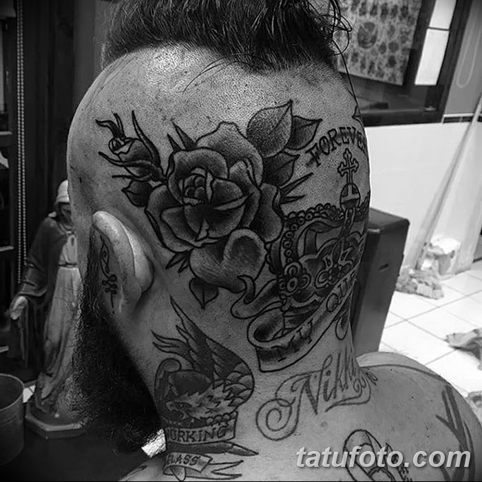 фото тату на затылке от 08.01.2018 №076 - tattoo on the back of the head - tatufoto.com