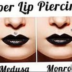 Фото тату: коллаж с различными видами пирсинга верхней губы: Madonna, Medusa, Monroe и Jestrum. Идеи для пирсинга губ, примеры расположения.