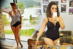 Фотография двух девушек в купальниках, одна из которых демонстрирует татуировку на плече. Яркий и летний образ.