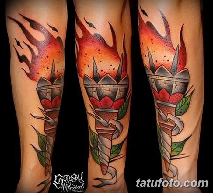 фото рисунок тату факел от 07.02.2018 №009 - torch tattoo - tatufoto.com