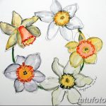 фото Эскизы тату нарцисс от 18.04.2018 №074 - Sketches of daffodil - tatufoto.com
