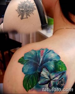 фото тату Гибискус от 20.04.2018 №054 - tattoo Hibiscus - tatufoto.com