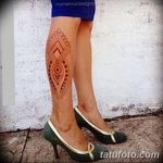 фото Мехенди на икре ноги от 04.05.2018 №045 - Mehendi on calf - tatufoto.com