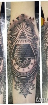 фото тату часы и пирамида от 08.05.2018 №019 — tattoo clock and pyramid — tatufoto.com