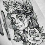фото эскиз тату амазонка от 01.05.2018 №032 - sketch of a tattoo amazon - tatufoto.com